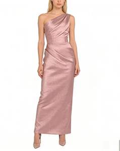 ALBBIA017 Vestido Largo Vintage Asimétrico de Un Solo Hombro con Fruncido para Mujer, de Cintura Alta, Lavable, Confeccionado con 95% Nailon y 5% Elastano - Product Image 1