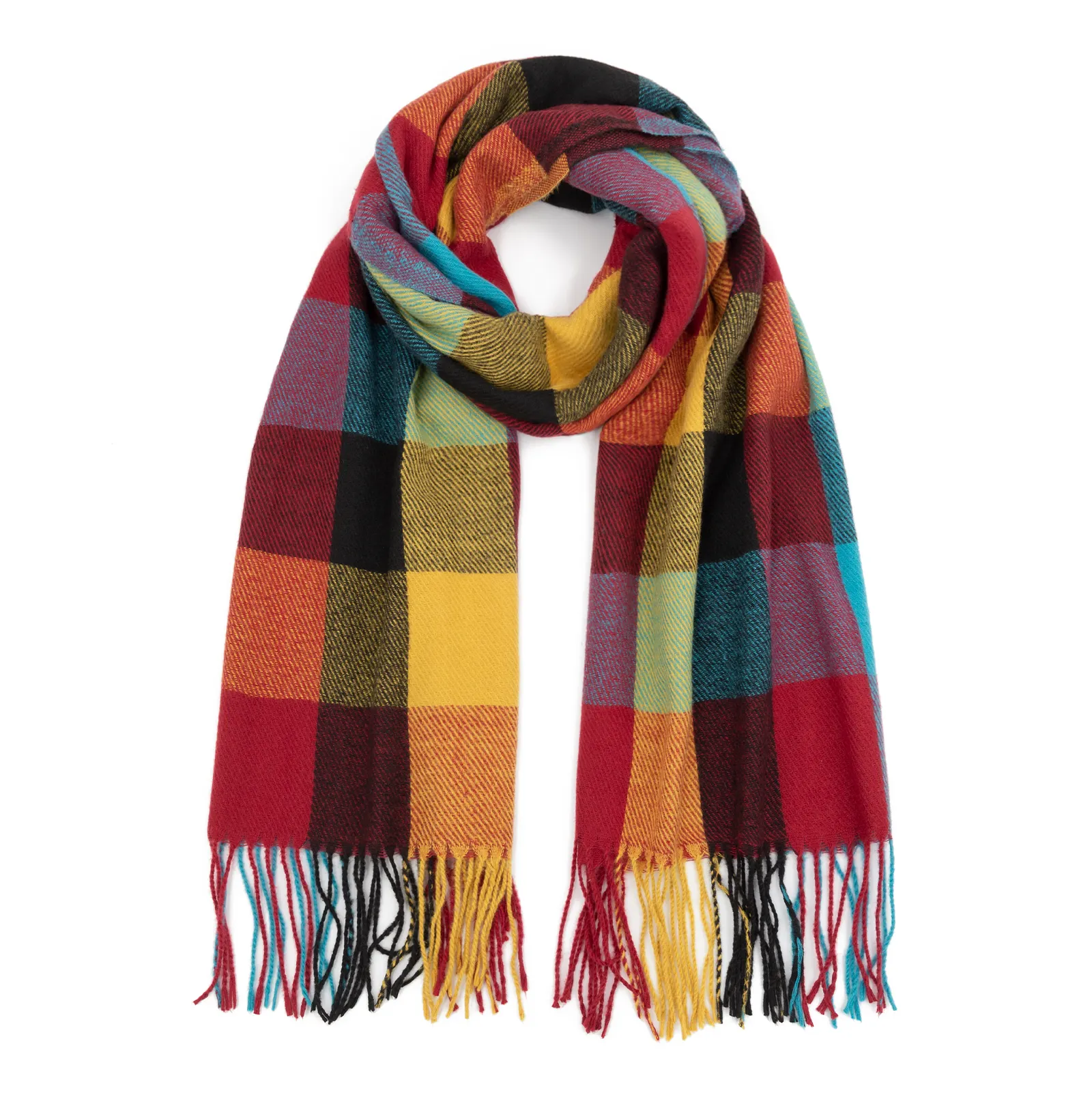 Новинка, оптовая продажа, яркий цвет, зимний теплый шарф из пашмины, длинный модный клетчатый шарф для женщин