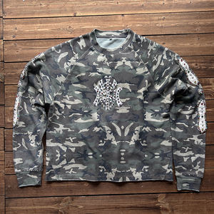 Designer <span class=keywords><strong>Camo</strong></span> Rhinestone tricoté coton gaufré <span class=keywords><strong>T-shirt</strong></span> pour hommes à manches longues Boxy recadrée Streetwear Tee Pour Hombre <span class=keywords><strong>T-shirt</strong></span> - Product Image 5
