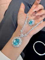 Collier en or blanc 18 carats de luxe avec diamant Paraiba cultivé en laboratoire, poids total 41,11 g, pierre 34,723 ct, bijoux fins