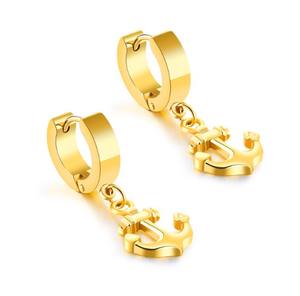 Meilleures ventes, boucles <span class=keywords><strong>d</strong></span>'oreilles africaines à clip pour hommes, ancre en or - Product Image 3