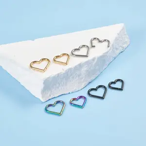 Getta 316L Stainless Steel Hollow Out Love Heart Hinged Segment Nose Ring Simple Style Nose Body Piercing Jewelry