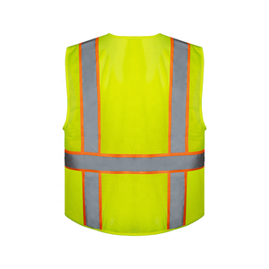 Özel ANSI Sınıf 2 Floresan Sarı İki Renkli Yansıtıcı Emniyet Yeleği Fermuarlı Kapatma Özelleştirilmiş <span class=keywords><strong>Logo</strong></span> İşyeri Güvenliği - Product Image 5