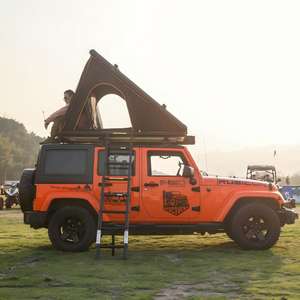 Tente de camping extérieure avec poteau hydraulique pliable, conception à ouverture rapide, compatible SUV et voiture, tente de toit triangulaire en alliage d'aluminium - Product Image 4