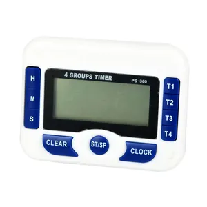 Digital 4 Group Channel Training Study Cooking Kitchen Timers WITH Clocks Count Down Timer