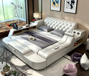 Muebles de Dormitorio de Lujo de China, Juego de <span class=keywords><strong>Cama</strong></span> Inteligente de Madera de Lujo, Camas Modernas Letto Matrimoniale, Muebles de Madera para Dormitorio - Product Image 2