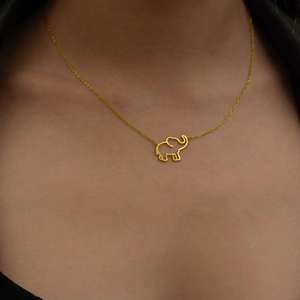 قلادة فيل ظريفة ياقة تشابادو En Oro De 18K قلادة فيل غير مشوشة - Product Image 2