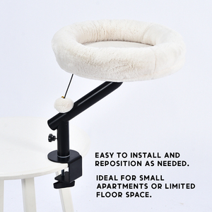 Cama de gato montada en la mesa E1 Tablero de partículas Cojín de piel de conejo suave Ahorro de espacio Estante para mascotas para interacción - Product Image 3