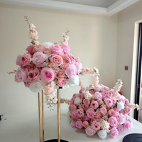 Boule de fleurs artificielles roses assortie pour centre de table d'hôtel, mariage et décoration de festival
