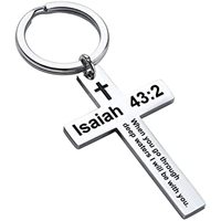 Porte-clés Croix de Jésus en acier inoxydable avec verset biblique, porte-clés en métal, cadeaux religieux chrétiens, baptême, porte-clés mini-bible