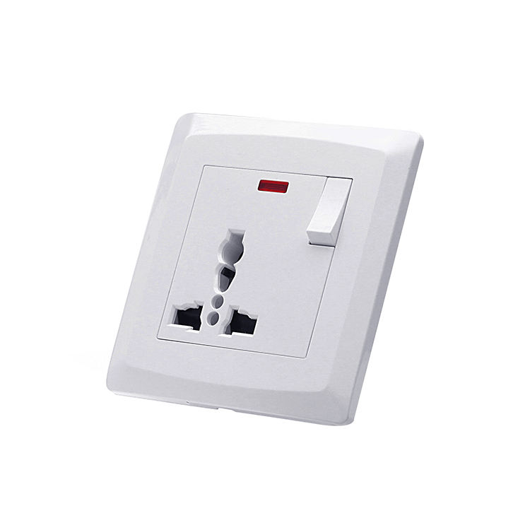 VNX Switched Socket 13A Socket Wall Light Switch With Neon 3/6pin Universal Outlet