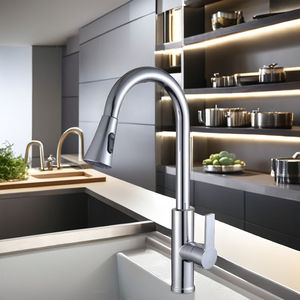 Grifo de cocina extraíble de un solo mango de estilo clásico moderno KAWAL, fregadero de un solo orificio, función de agua fría y caliente, cerámica para hoteles - Product Image 5