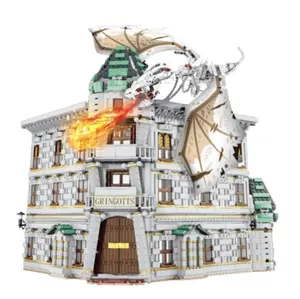 Mork 032101 The Dragon Lane Gringotts Bank & Ironbelly Model Blok Bangunan Mainan Bata Naga