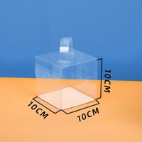 Boîtes à gâteaux en plastique PET à main, boîtes à gâteaux carrées transparentes en plastique avec support en papier cartonné blanc pour la décoration de fête de mariage