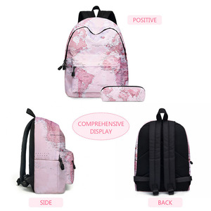 กระเป๋าเป้นักเรียนลายแผนที่สไตล์ใหม่พร้อมส่งกระเป๋าใส่ดินสอกระเป๋าเป้นักเรียนกันน้ำ - Product Image 4