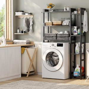 Estante de Almacenamiento para Baño de Metal y Madera Tradicional con Estante para Inodoro, 2 <span class=keywords><strong>Cajones</strong></span>, 7 Niveles Ajustables, Fácil Montaje - Product Image 2