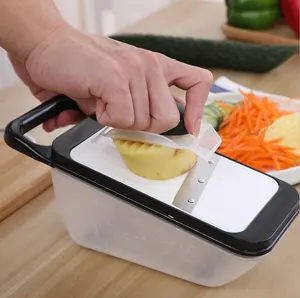 Trituradoras de verduras multifunción, Cortador Manual de chips de cubo de patatas fritas