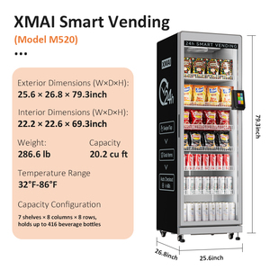 Distributeur automatique réfrigéré intelligent XMAI <span class=keywords><strong>Pro</strong></span> 520L <span class=keywords><strong>pour</strong></span> en-cas, boissons et produits frais - Product Image 2