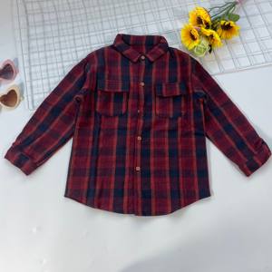 Yiwu Ruidian Casual Tricoté Flanelle Plaid Surchemises pour 2-7Y Garçons et Filles Automne Enfants Vêtements avec Revers Chemises Tenues - Product Image 4