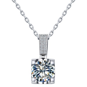 Minimalist Fashion Eco-friendly <b>Copper</b> Jewelry Simple 1CT Round Cut Cubic Zirconia Pendant Necklace for Girls Daily Matching Tu - Product Image 1