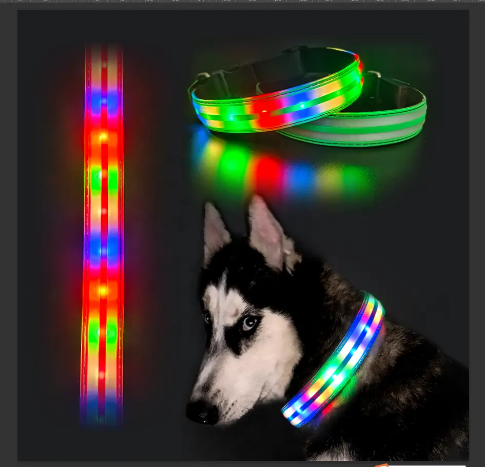 Su geçirmez yanıp sönen ışık Up Pet yaka USB tip-c şarj lüks ayarlanabilir LED köpek aydınlık yaka köpek için