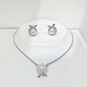 factory price 925 silver women fashion gift <b>earring</b> <b>and</b> <b>necklace</b> set fine <b>pearl</b> vintage gold plated zircon luxury jewelry sets - Product Image 5