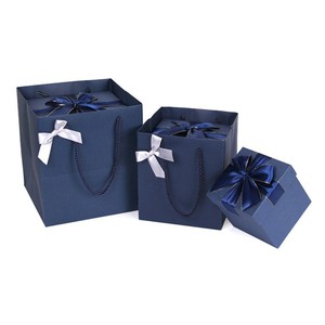 Exquisita caja de regalo cuadrada azul con cubierta de Cielo y Tierra Embalaje de lazo vacío avanzado para caja de regalo de <span class=keywords><strong>cumpleaños</strong></span> de vela - Product Image 2