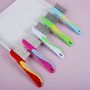 للبيع بالجملة من الفولاذ المقاوم للصدأ للكلاب والقطط يزيل القمل والبيض المفتوح للعناية بالحيوانات الأليفة مشط فرس البحر مصنوع من البلاستيك - Product Image 2