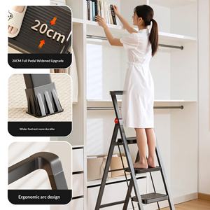 Échelle pliante multifonctionnelle télescopique en acier carbone épaissi pour usage domestique, échelle à quatre marches en forme de A, petite échelle portable - Product Image 5