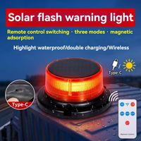 Luz de Advertencia Solar de Alta Luminosidad de 2W, Protección IP65, Batería de Larga Duración, Carcasa de PC Resistente al Polvo, Luz Estroboscópica Ámbar, Roja, Azul, Verde