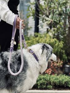 Collier pour chien personnalisé en polyester et nylon fait main, avec décoration en rivets, élégant pour les petits et grands chiens, design doux et de qualité supérieure, violet lavande - Product Image 4