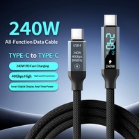 Kabel Data USB4 Weaving Digital Display 240W Pengisian Cepat Dual Type-C 40G Kecepatan Tinggi 8K Fungsi Lengkap