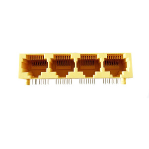 ขั้วต่อแบบโมดูลาร์ 8P8C 1X4 สีเหลือง แบบแนวนอน ชนิดพิน <span class=keywords><strong>FU</strong></span> RJ45 ขั้วต่อเครือข่ายอีเธอร์เน็ต <span class=keywords><strong>8</strong></span> พิน วัสดุ LCP/C2680 - Product Image 2