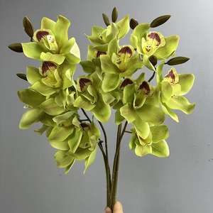 Vente en gros de plantes d'orchidée <span class=keywords><strong>cymbidium</strong></span> à 8 têtes, en latex, toucher réel, blanc et vert, imperméables, décoration moderne pour Thanksgiving, Noël, mariage - Product Image 6
