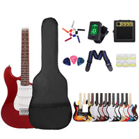 Kit de guitare électrique de style ST de 39 pouces avec micros SSS, tremolo, amplificateur, sac et accessoires