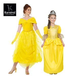 ODM venta al por mayor de disfraces de Halloween para niñas, Carnaval, fiesta de cumpleaños, Cosplay vestido de princesa amarillo con Tiara <span class=keywords><strong>Bella</strong></span> TV, disfraz de película - Product Image 2