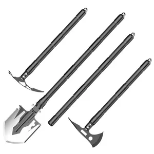 Outdoor Shovel AJOTEQPT Outdoor Portable Axe Pick Shovel Tactical Multifunction Tool Shovel Set