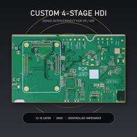 Carte mère PCB HDI personnalisée à 4 étapes pour casque VR/MR, 12-16 couches, impédance contrôlée, FR4 haute température, ENIG 0,5-3 oz