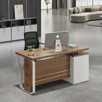 Bureau de travail moderne Ekintop à prix abordable en PVC imitation bois foncé, table et chaise pour petit bureau à domicile, bureau d'ordinateur
