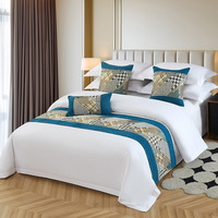Chemin de lit d'hôtel en polyester/lin à motif géométrique moderne et simple, couvre-lit doux toutes saisons, personnalisable pour hôtels cinq étoiles