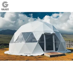 イギリスのユニークで広々としたインテリアキャンプ頑丈な茶色のインフレータブル屋外測地線ドームテント