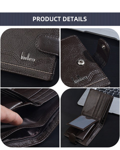 Carteras de Cuero Vacuno Genuino para Hombre, Venta al por Mayor, Estilo Delgado, con Ranuras para Tarjetas de Crédito, Cartera de Bolsillo Personalizada con Ventana para Identificación - Product Image 6