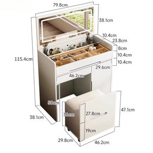 Espejo Iluminado con Cajones, Juego <span class=keywords><strong>de</strong></span> Taburete <span class=keywords><strong>de</strong></span> Tocador, Vestidor Moderno y Minimalista para Dormitorios <span class=keywords><strong>Pequeños</strong></span> - Product Image 5