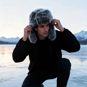 หมวกนักบินสีเงินสำหรับผู้ชาย ป้องกันความหนาว ป้องกันหู หมวกบีนนี่สำหรับฤดูหนาว เหมาะสำหรับกิจกรรมกลางแจ้งและการฝึกซ้อมกีฬา - Product Image 4