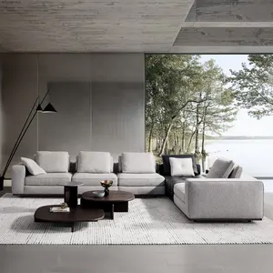 Hochwertige graue Luxus möbel Couch drei Sofa Luxus Sofa Set Möbel Leder italienische moderne Wohnzimmer Sofas