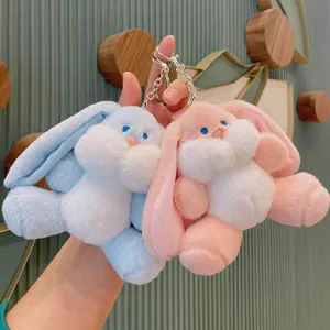 Bunny Doll Keychain Soft Cute Faux Fur Pom Pom Fluffy Plush Pendant KeyChain Car bag keyring funny pompom fluffy keychain