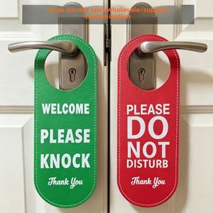Panneau de porte « Ne pas déranger » en cuir PU écologique, design moderne, recyclable, logo personnalisé pour hôtel, bureau, usage domestique - Product Image 2