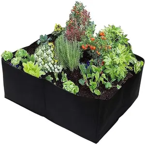 Best Price of Black Rectangle Felt Plant Growing Bags with Handles, Garden Vegetable Grow Containers