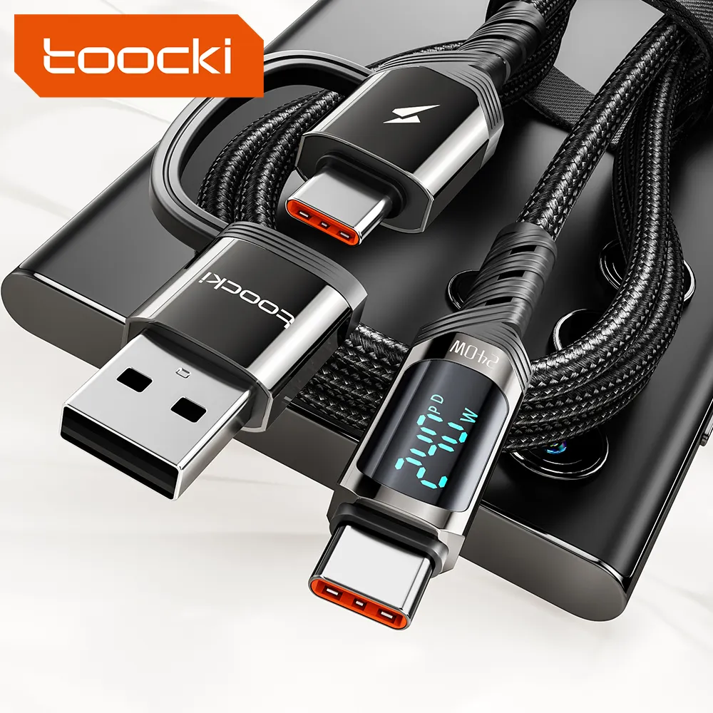 Toocki สินค้ามาใหม่2 in 1 240W USB C TO USB a/usb C Data CABLE จอแสดงผลแบบดิจิตอล