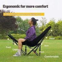 Fauteuil inclinable d'extérieur avec repose-pieds, chaise lune portable à dossier haut avec maille respirante réglable pour le camping et la pêche